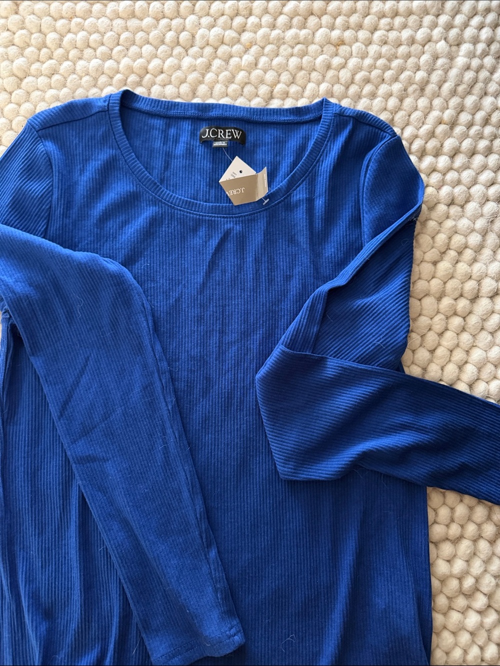 J.Crew Long-Sleeve Ribbed Tee in Cobalt Blue - Picture 1 of 3